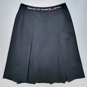 Celine Black Midi Skirt with Gold Accents